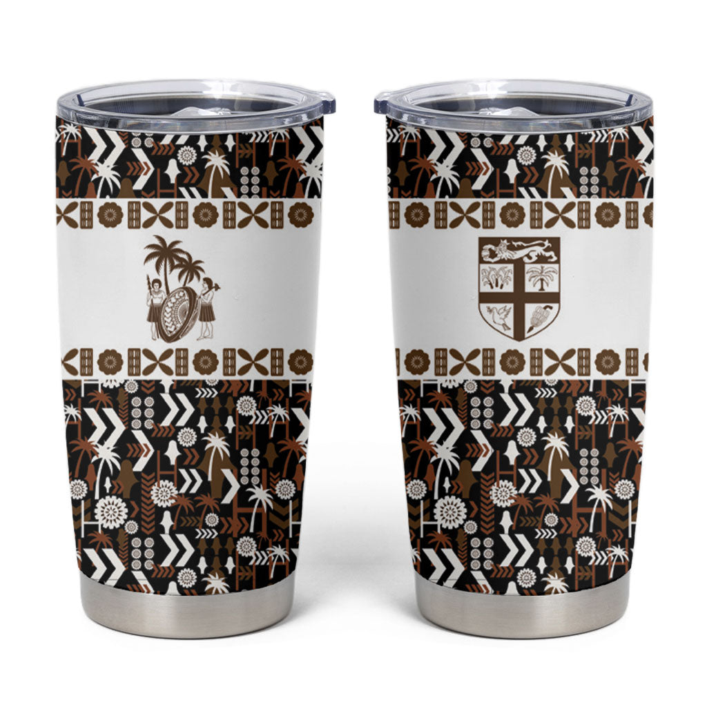 Fiji Bati Tumbler Cup Masi-inspired Tapa Pattern LT9 Brown - Polynesian Pride