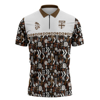 Fiji Bati Zipper Polo Shirt Masi-inspired Tapa Pattern