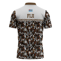 Fiji Bati Zipper Polo Shirt Masi-inspired Tapa Pattern