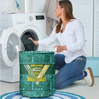 Cook Islands Island Floral Laundry Basket Teal Traditional Kuki's Geometric Pattern LT9 - Polynesian Pride