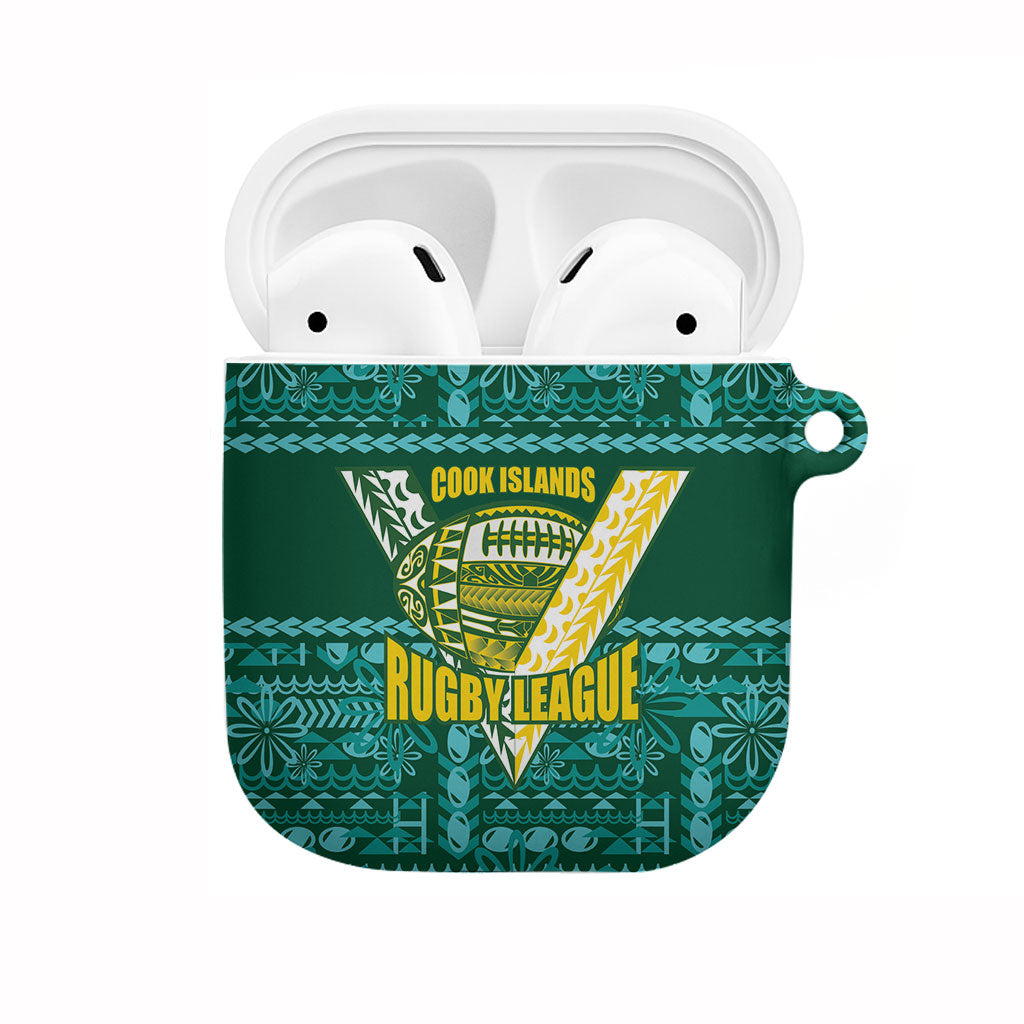Cook Islands Island Floral AirPods Case Teal Traditional Kuki's Geometric Pattern LT9 Teal - Polynesian Pride