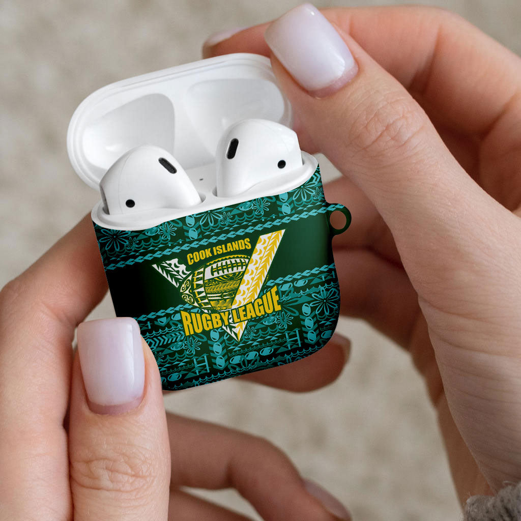 Cook Islands Island Floral AirPods Case Teal Traditional Kuki's Geometric Pattern LT9 - Polynesian Pride