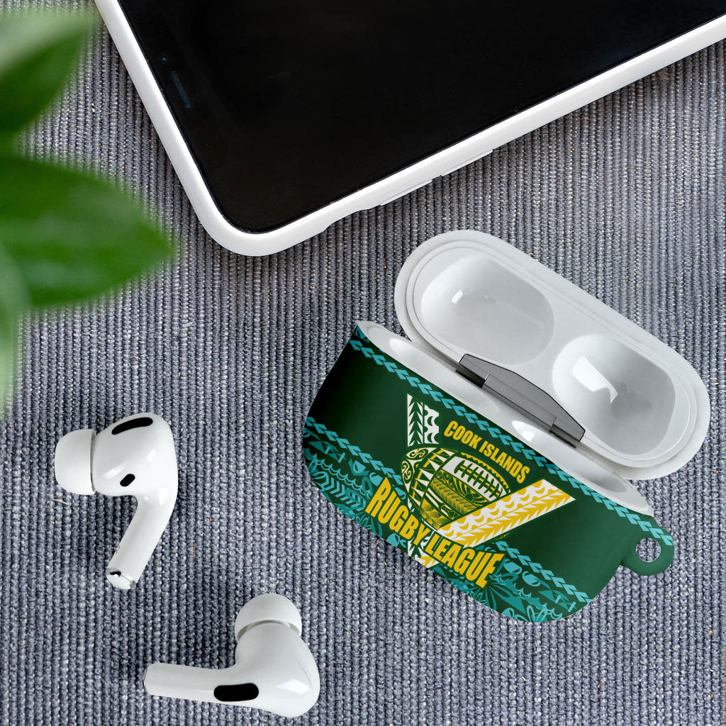 Cook Islands Island Floral AirPods Case Teal Traditional Kuki's Geometric Pattern LT9 - Polynesian Pride