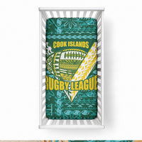 Cook Islands Island Floral Baby Bed Cover Teal Traditional Kuki's Geometric Pattern LT9 28 × 52 in Teal - Polynesian Pride