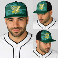 Cook Islands Island Floral Baseball Net Cap Teal Traditional Kuki's Geometric Pattern LT9 - Polynesian Pride