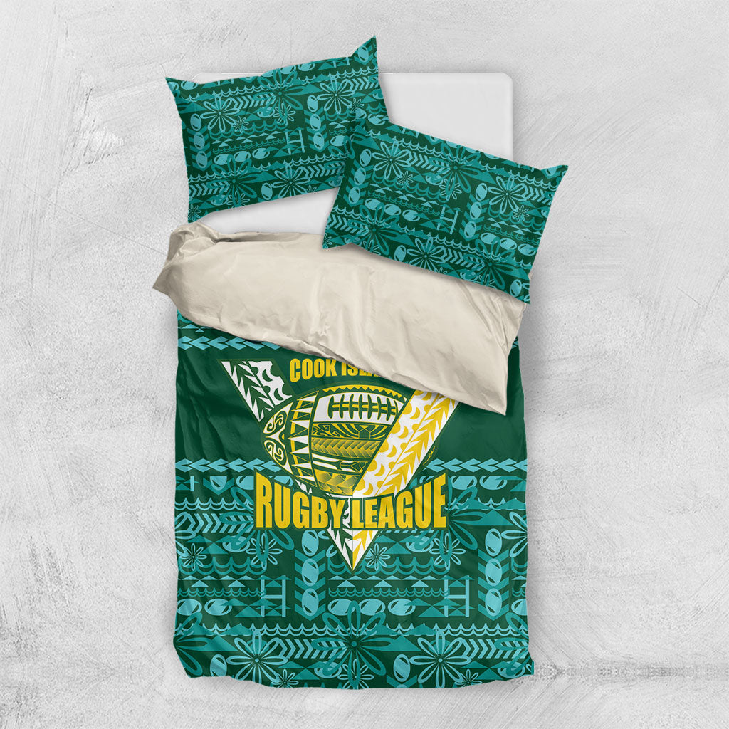 Cook Islands Island Floral Bedding Set Teal Traditional Kuki's Geometric Pattern LT9 US Twin 172cm x 218cm Teal - Polynesian Pride