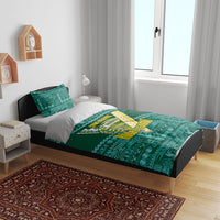 Cook Islands Island Floral Bedding Set Teal Traditional Kuki's Geometric Pattern LT9 - Polynesian Pride