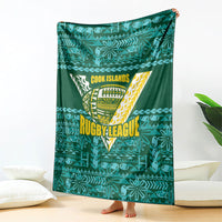 Cook Islands Island Floral Blanket Teal Traditional Kuki's Geometric Pattern