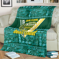 Cook Islands Island Floral Blanket Teal Traditional Kuki's Geometric Pattern