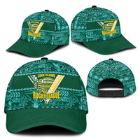 Cook Islands Island Floral Classic Cap Teal Traditional Kuki's Geometric Pattern LT9 - Polynesian Pride