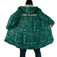 Cook Islands Island Floral Cloak Teal Traditional Kuki's Geometric Pattern