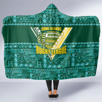Cook Islands Island Floral Hooded Blanket Teal Traditional Kuki's Geometric Pattern LT9 One Size Teal - Polynesian Pride