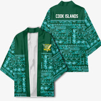 Cook Islands Island Floral Kimono Teal Traditional Kuki's Geometric Pattern LT9 - Polynesian Pride