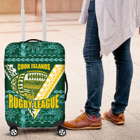 Cook Islands Island Floral Luggage Cover Teal Traditional Kuki's Geometric Pattern LT9 Teal - Polynesian Pride