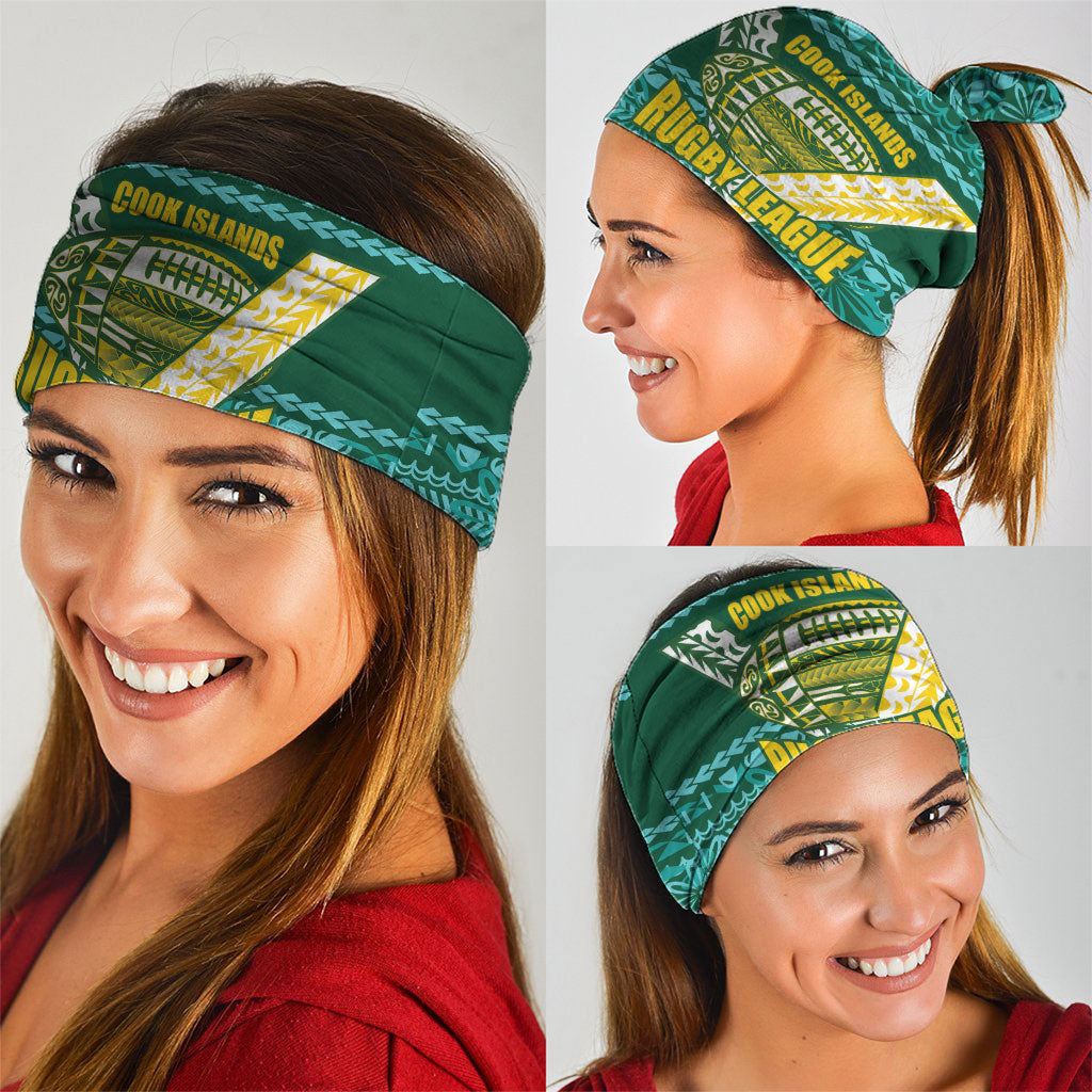 Cook Islands Island Floral Neck Gaiter Teal Traditional Kuki's Geometric Pattern LT9 - Polynesian Pride