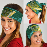 Cook Islands Island Floral Neck Gaiter Teal Traditional Kuki's Geometric Pattern LT9 - Polynesian Pride