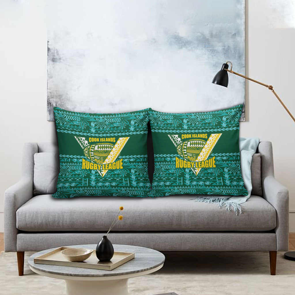 Cook Islands Island Floral Pillow Cover Teal Traditional Kuki's Geometric Pattern LT9 - Polynesian Pride