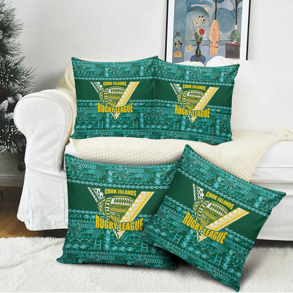 Cook Islands Island Floral Pillow Cover Teal Traditional Kuki's Geometric Pattern LT9 - Polynesian Pride