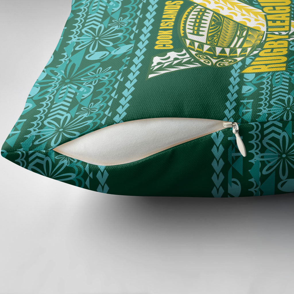 Cook Islands Island Floral Pillow Cover Teal Traditional Kuki's Geometric Pattern LT9 - Polynesian Pride