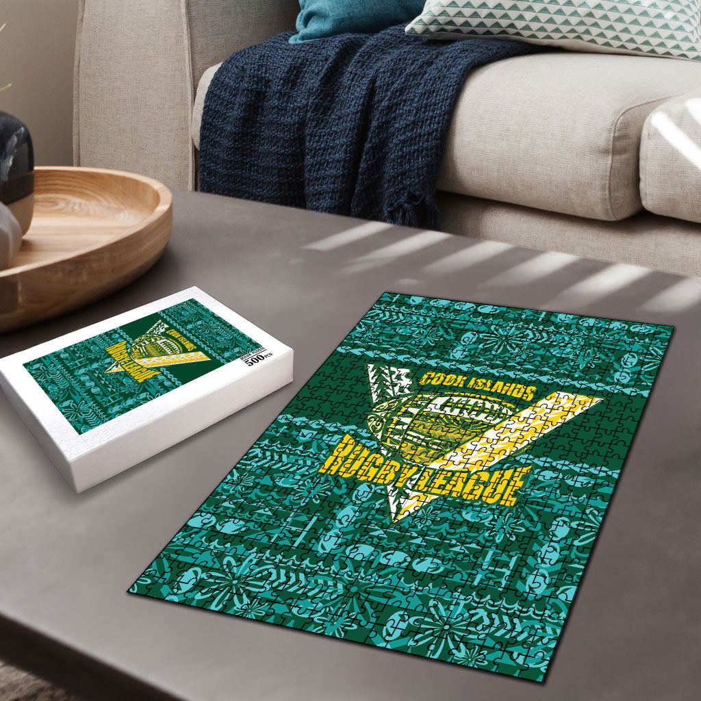 Cook Islands Island Floral Puzzle Teal Traditional Kuki's Geometric Pattern LT9 - Polynesian Pride