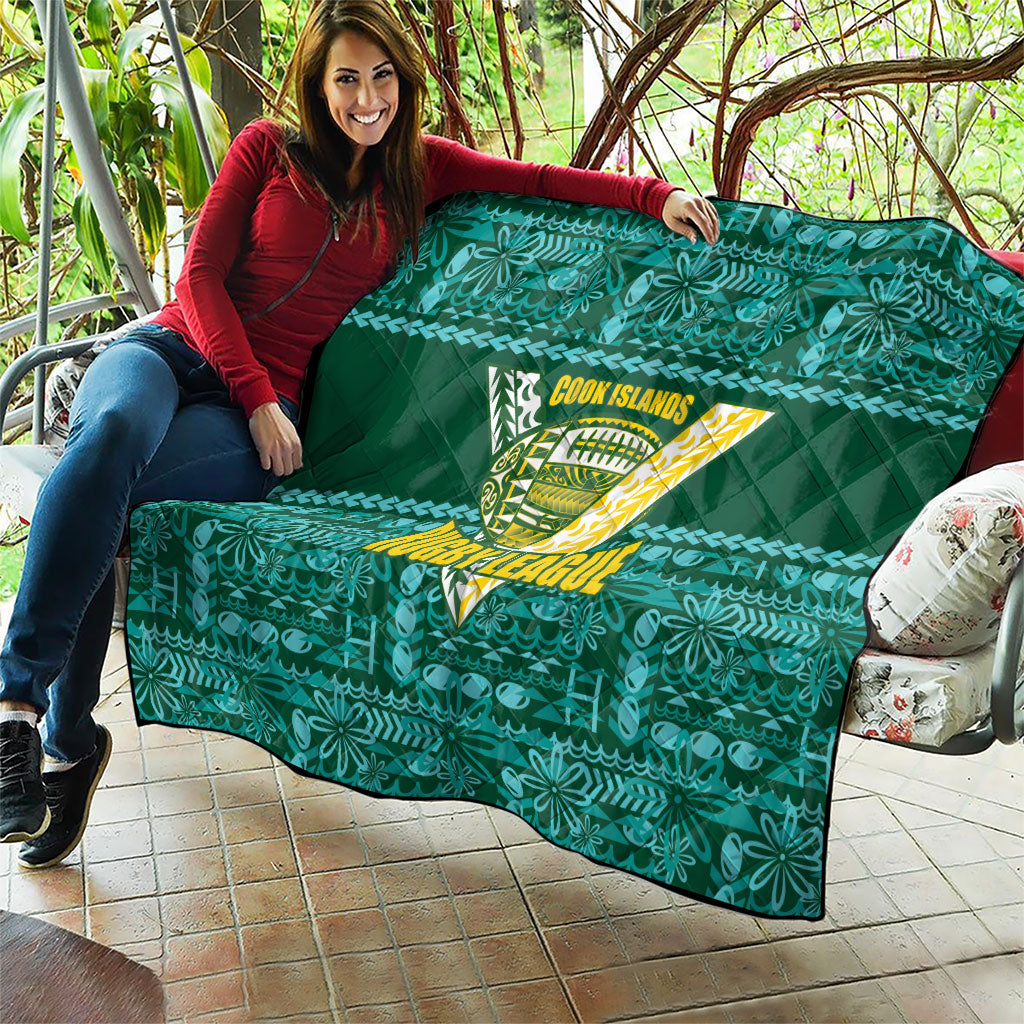 Cook Islands Island Floral Quilt Teal Traditional Kuki's Geometric Pattern LT9 - Polynesian Pride