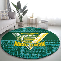 Cook Islands Island Floral Round Carpet Teal Traditional Kuki's Geometric Pattern LT9 - Polynesian Pride