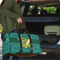 Cook Islands Island Floral Travel Bag Teal Traditional Kuki's Geometric Pattern LT9 - Polynesian Pride