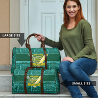 Cook Islands Island Floral Travel Bag Teal Traditional Kuki's Geometric Pattern LT9 - Polynesian Pride