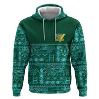 Cook Islands Island Floral Zip Hoodie Teal Traditional Kuki's Geometric Pattern LT9 Pullover Hoodie Teal - Polynesian Pride