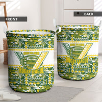 Cook Islands Island Floral Laundry Basket Green Traditional Kuki's Geometric Pattern LT9 - Polynesian Pride