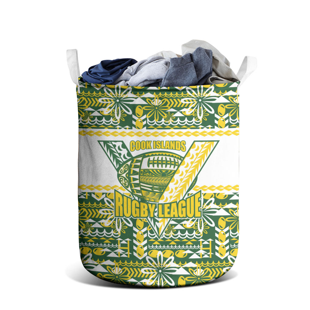 Cook Islands Island Floral Laundry Basket Green Traditional Kuki's Geometric Pattern LT9 - Polynesian Pride