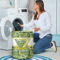 Cook Islands Island Floral Laundry Basket Green Traditional Kuki's Geometric Pattern LT9 - Polynesian Pride