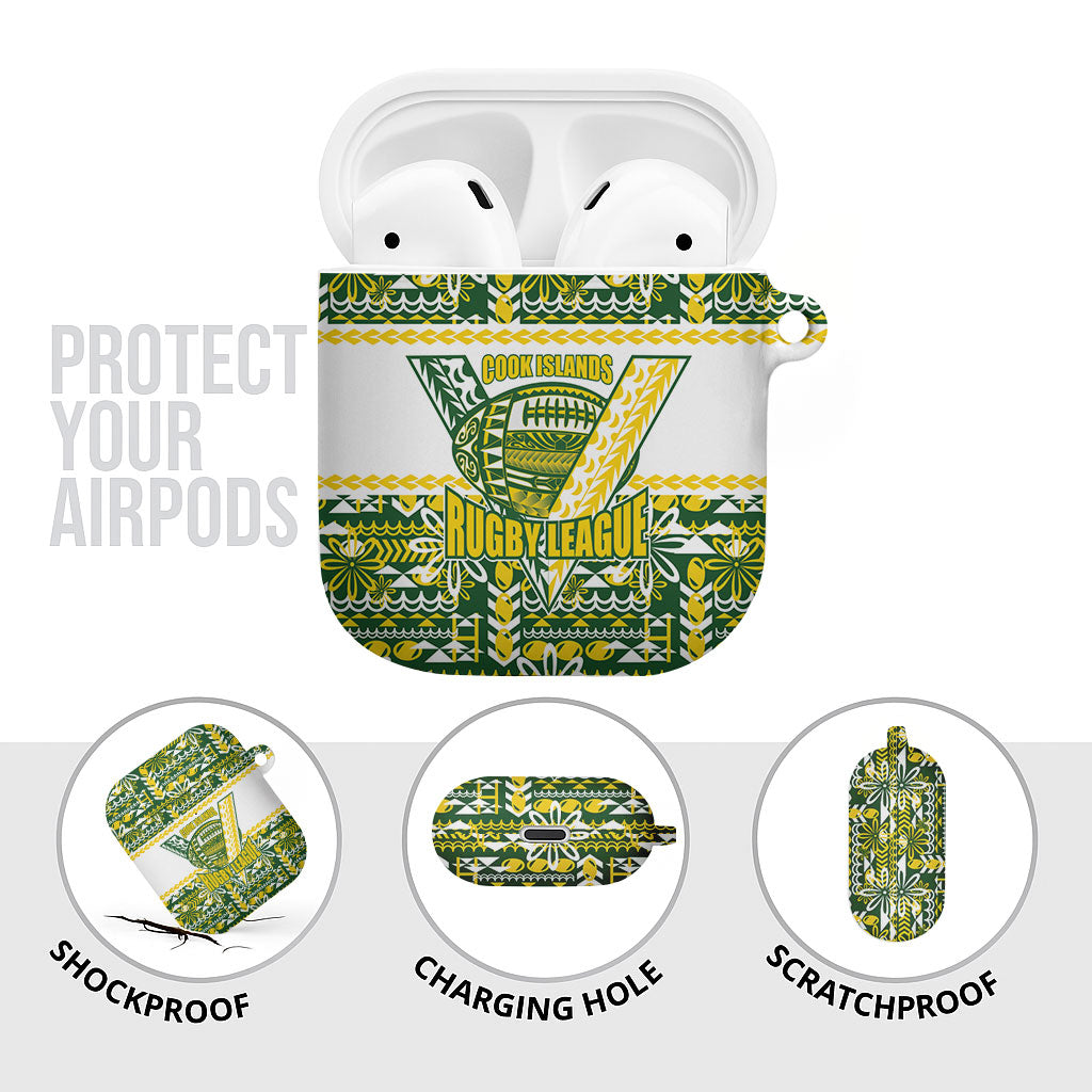 Cook Islands Island Floral AirPods Case Green Traditional Kuki's Geometric Pattern LT9 - Polynesian Pride
