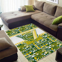 Cook Islands Island Floral Area Rug Green Traditional Kuki's Geometric Pattern LT9 - Polynesian Pride