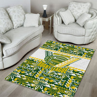 Cook Islands Island Floral Area Rug Green Traditional Kuki's Geometric Pattern LT9 - Polynesian Pride