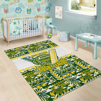 Cook Islands Island Floral Area Rug Green Traditional Kuki's Geometric Pattern LT9 - Polynesian Pride