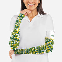 Cook Islands Island Floral Arm Sleeves Green Traditional Kuki's Geometric Pattern LT9 - Polynesian Pride