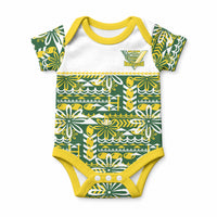 Cook Islands Island Floral Baby Onesie Green Traditional Kuki's Geometric Pattern LT9 Green - Polynesian Pride