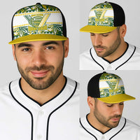 Cook Islands Island Floral Baseball Net Cap Green Traditional Kuki's Geometric Pattern LT9 - Polynesian Pride
