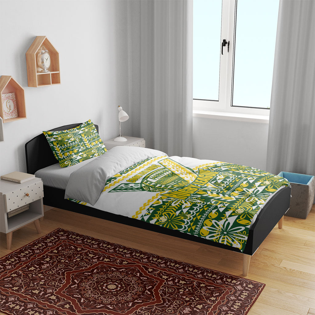 Cook Islands Island Floral Bedding Set Green Traditional Kuki's Geometric Pattern LT9 - Polynesian Pride