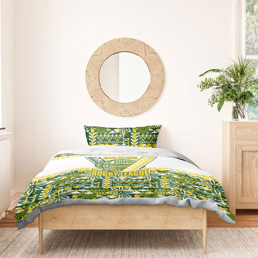 Cook Islands Island Floral Bedding Set Green Traditional Kuki's Geometric Pattern LT9 - Polynesian Pride