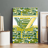 Cook Islands Island Floral Canvas Wall Art Green Traditional Kuki's Geometric Pattern LT9 - Polynesian Pride