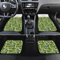 Cook Islands Island Floral Car Mats Green Traditional Kuki's Geometric Pattern LT9 Set 4pcs Green - Polynesian Pride