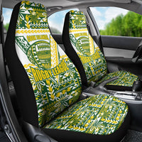 Cook Islands Island Floral Car Seat Cover Green Traditional Kuki's Geometric Pattern LT9 - Polynesian Pride