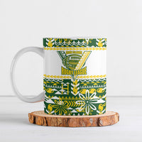 Cook Islands Island Floral Ceramic Mug Green Traditional Kuki's Geometric Pattern LT9 Green - Polynesian Pride
