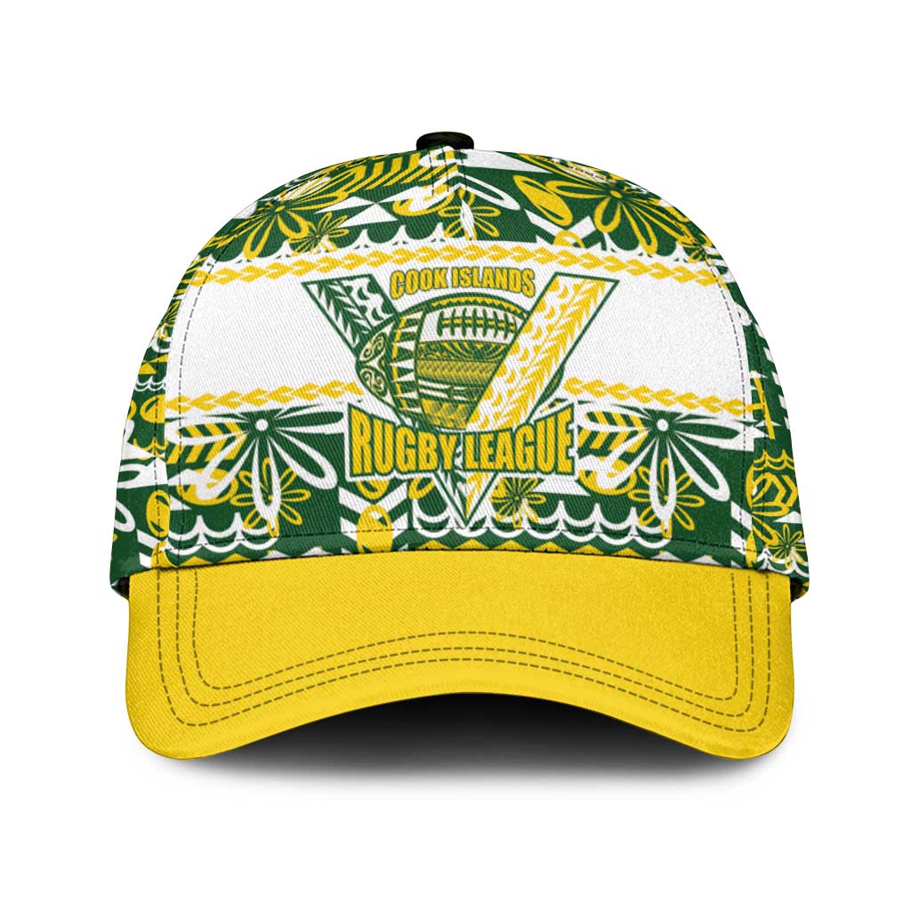 Cook Islands Island Floral Classic Cap Green Traditional Kuki's Geometric Pattern