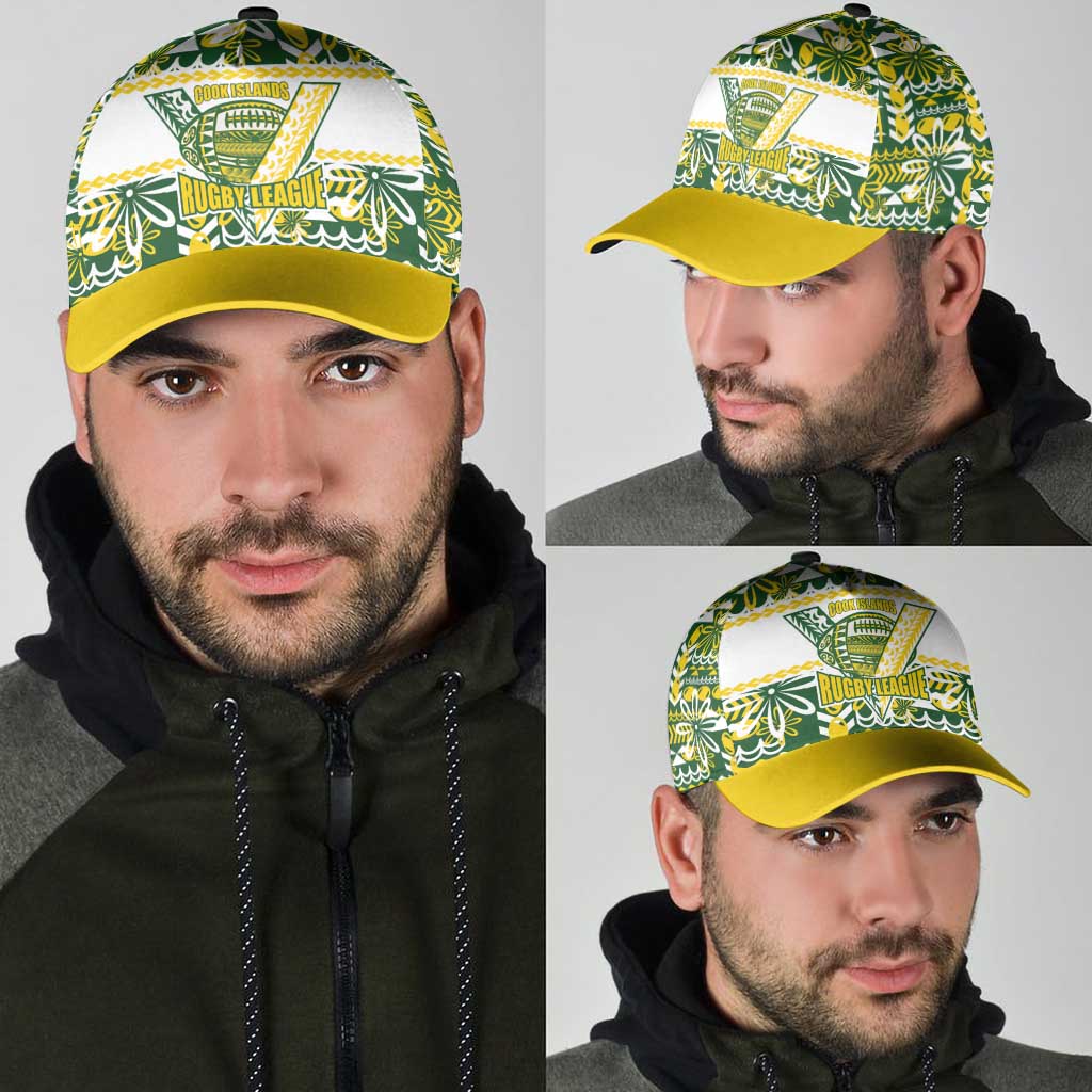 Cook Islands Island Floral Classic Cap Green Traditional Kuki's Geometric Pattern