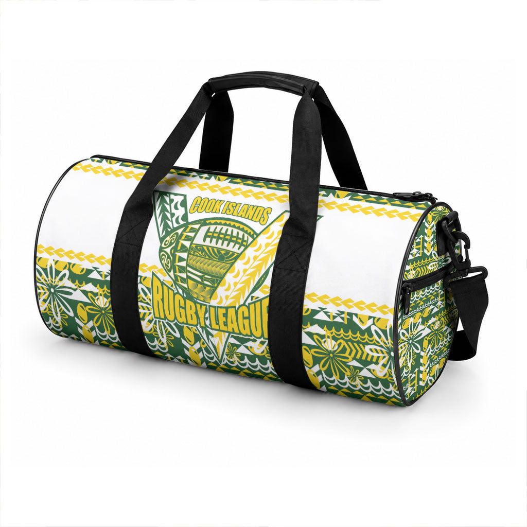 Cook Islands Island Floral Duffle Bag Green Traditional Kuki's Geometric Pattern LT9 - Polynesian Pride