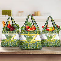 Cook Islands Island Floral Grocery Bag Green Traditional Kuki's Geometric Pattern LT9 3-pack One Size Green - Polynesian Pride