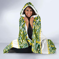 Cook Islands Island Floral Hooded Blanket Green Traditional Kuki's Geometric Pattern LT9 - Polynesian Pride